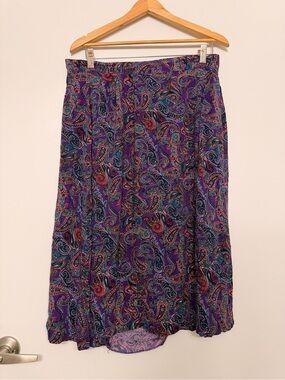 Vintage Purple Paisley A-Line Skirt